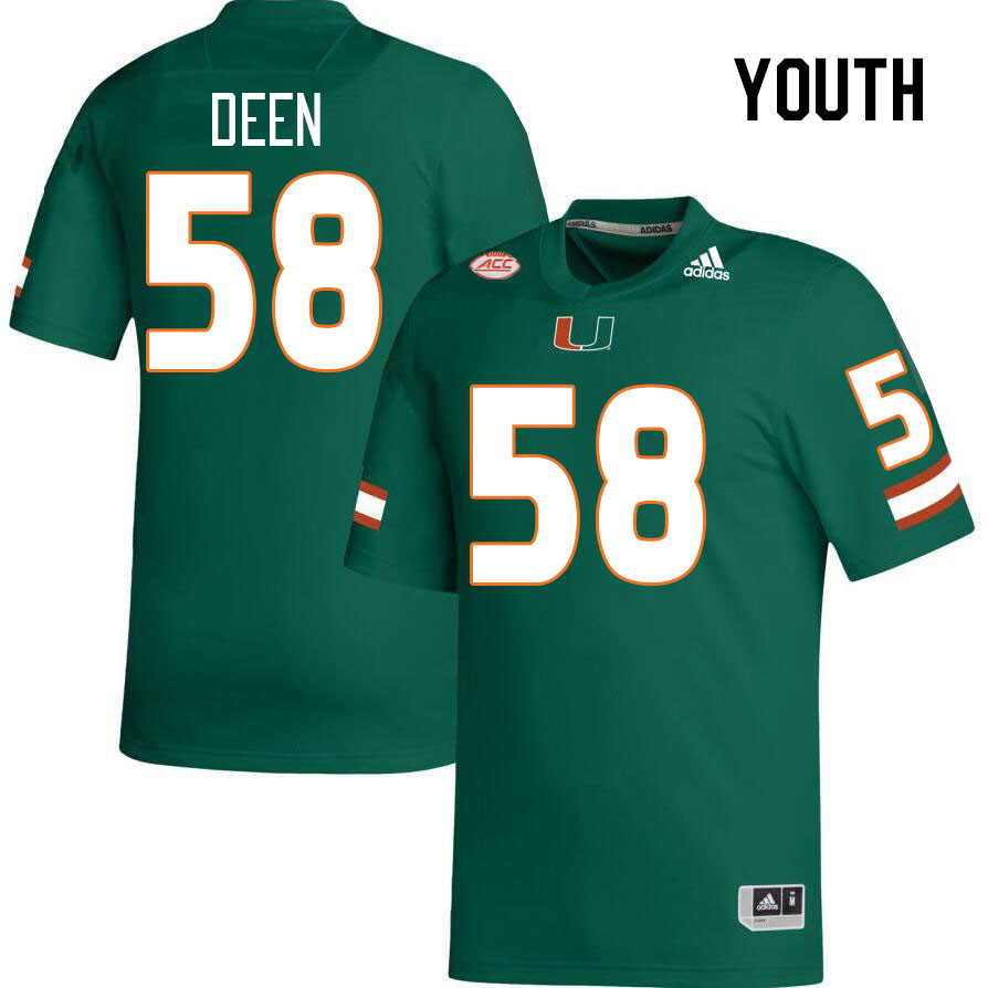 Youth #58 Branson Deen Miami Hurricanes College Football Jerseys Stitched Sale-Green